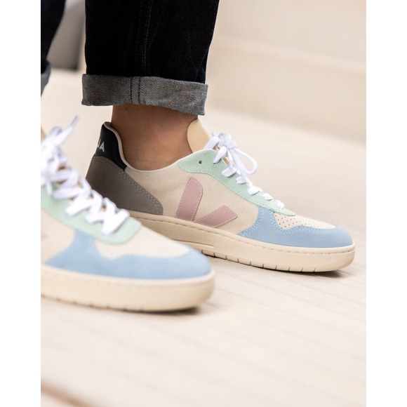 Veja V-10 Leather/ Suede Multicolor/Natural/Babe Shoes Womens Sz EU 37 US 6  NEW - Picture 4 of 6